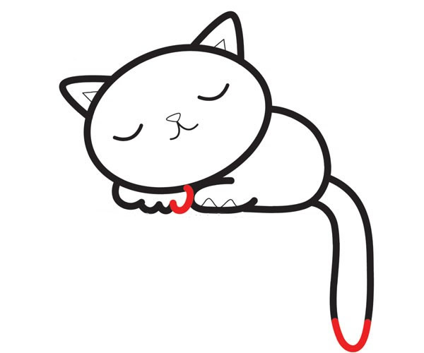 熟睡的小猫咪简笔画步骤图片