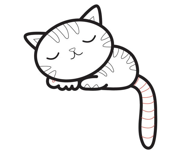 熟睡的小猫咪简笔画步骤图片