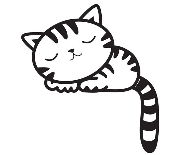 熟睡的小猫咪简笔画步骤图片
