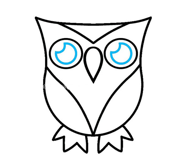 猫头鹰简笔画步骤图