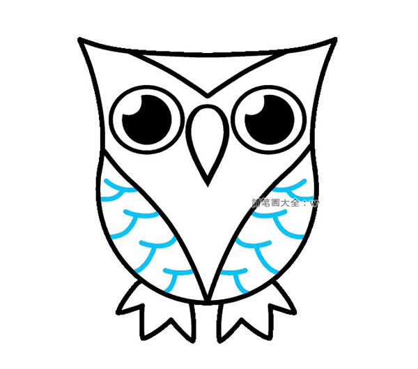 猫头鹰简笔画步骤图