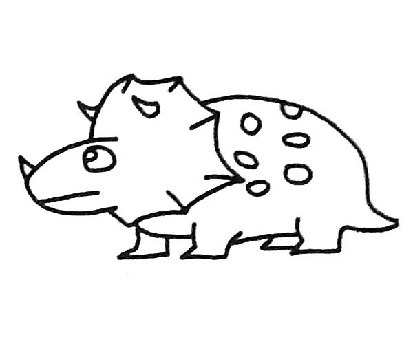 三角龙简笔画步骤图解 三角恐龙的简单画法