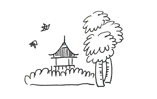 超有意境的风景简笔画1