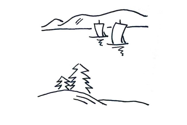 超有意境的风景简笔画3