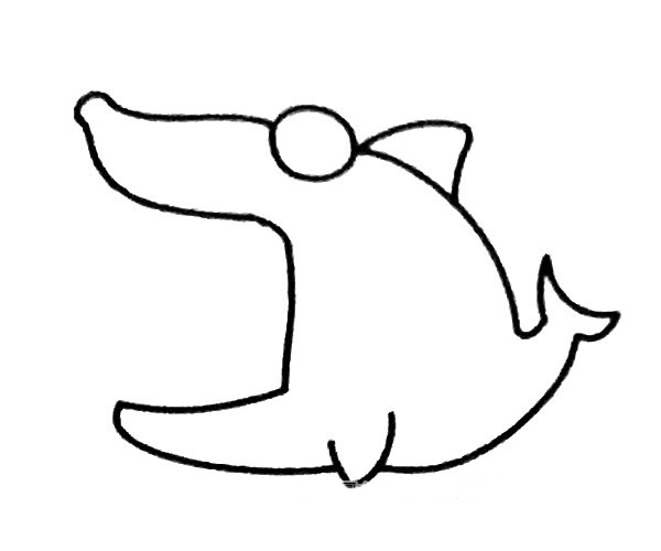 卡通鲨鱼简笔画步骤图解2