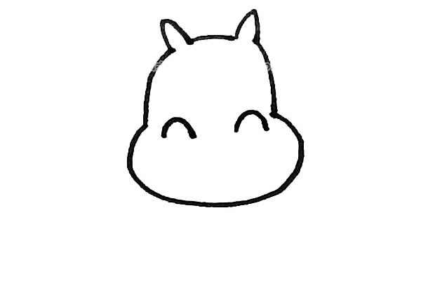 呆萌的河马简笔画步骤图解