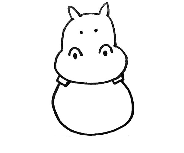 呆萌的河马简笔画步骤图解