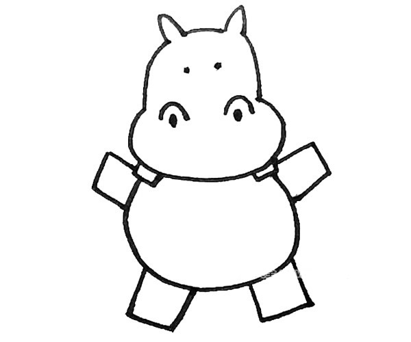 呆萌的河马简笔画步骤图解