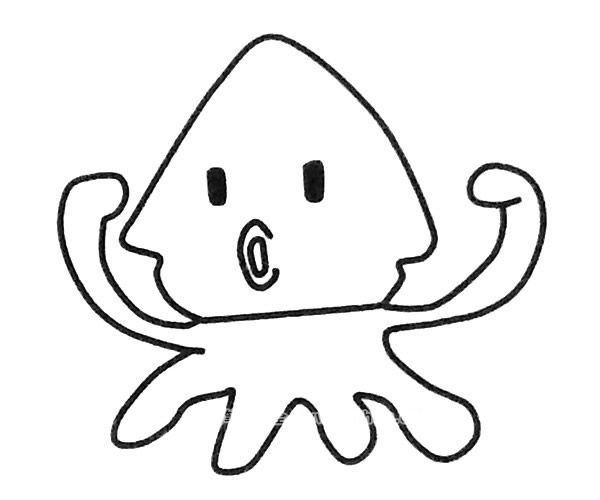 卡通鱿鱼简笔画图片