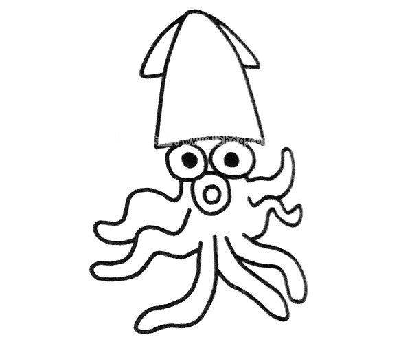 卡通鱿鱼简笔画图片