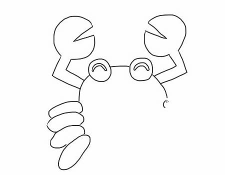 开心的螃蟹简笔画画法步骤