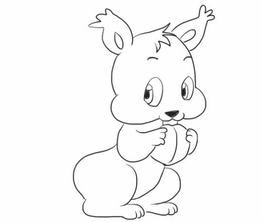 松鼠简笔画的画法步骤教程 爱吃坚果的松鼠简笔画怎么画