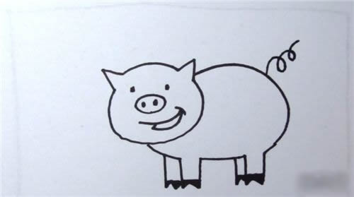 小猪简笔画的画法步骤图解