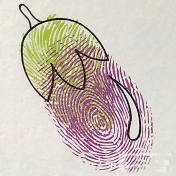 儿童画茄子指印画教程 幼儿园手指印画图片