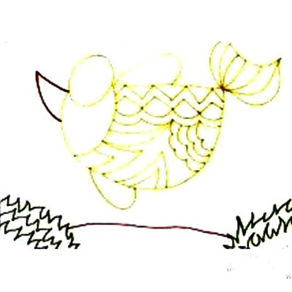 水彩画鱼教程步骤图片 儿童画可爱的鱼