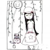 儿童画美丽的女孩