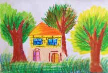 幼儿春天水彩笔画风景画
