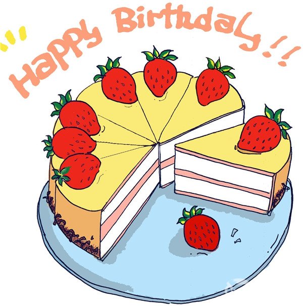 草莓蛋糕儿童画图片