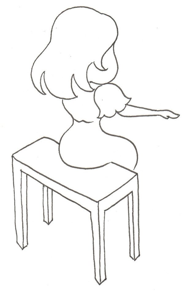 卡通钢琴家坐姿