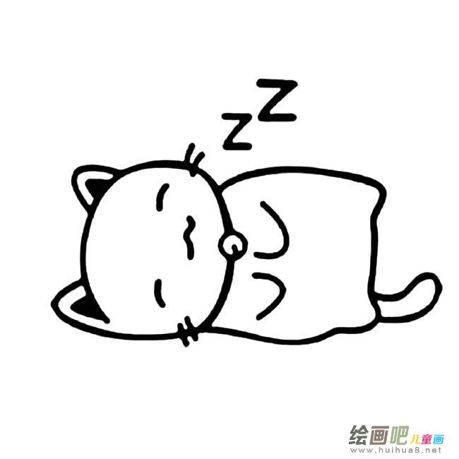 睡觉的小猫简笔画动物图片
