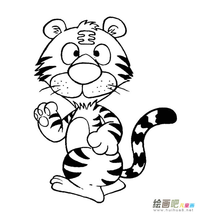 站立的老虎动物简笔画步骤图片大全