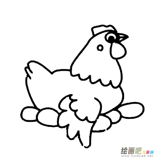 孵蛋的母鸡动物简笔画步骤图片大全