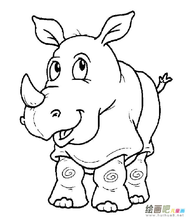 可爱的犀牛动物简笔画步骤图片大全