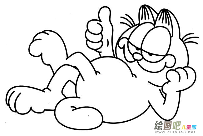 加菲猫动物简笔画步骤图片大全三