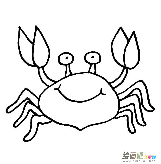 螃蟹动物简笔画步骤图片大全