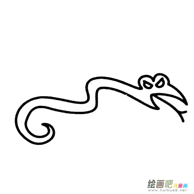 大眼蛇动物简笔画步骤图片大全