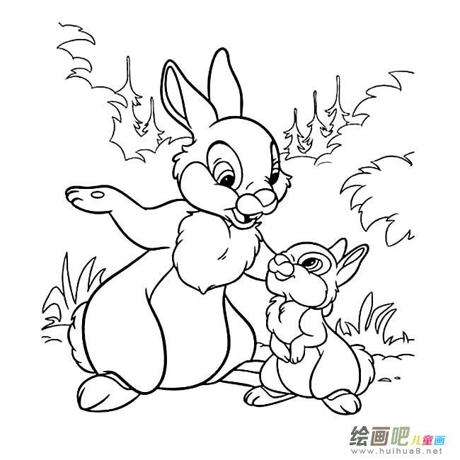 兔妈妈和小兔子动物简笔画步骤图片大全