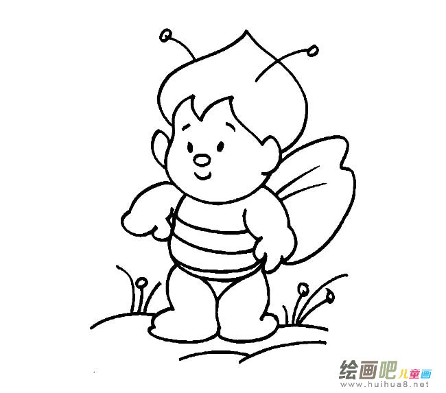 卡通蜜蜂动物简笔画步骤图片大全