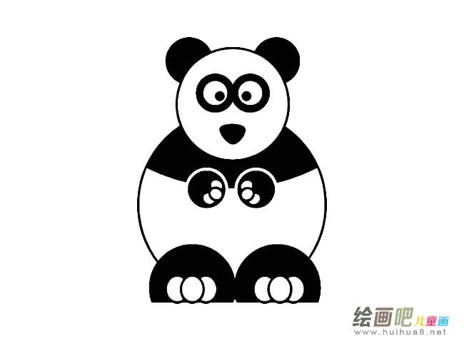 卡通熊猫动物简笔画步骤图片大全