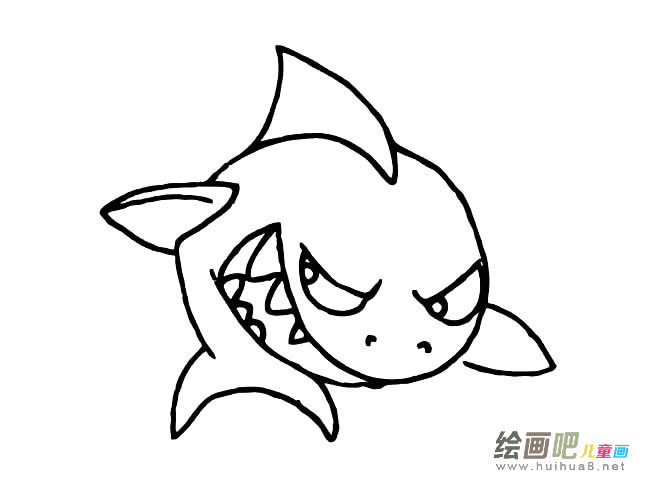 鲨鱼动物简笔画步骤图片大全
