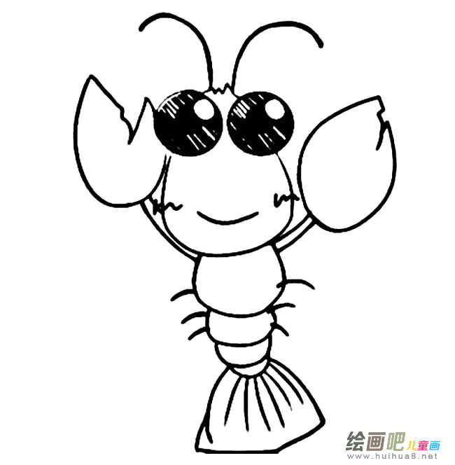 卡通小龙虾动物简笔画步骤图片大全