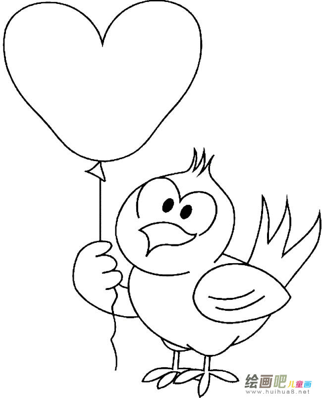 拿气球的小鸟简笔画图片