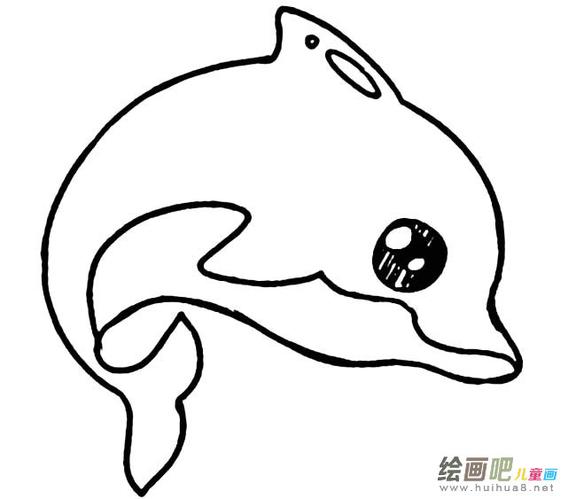 可爱卡通海豚简笔画图片