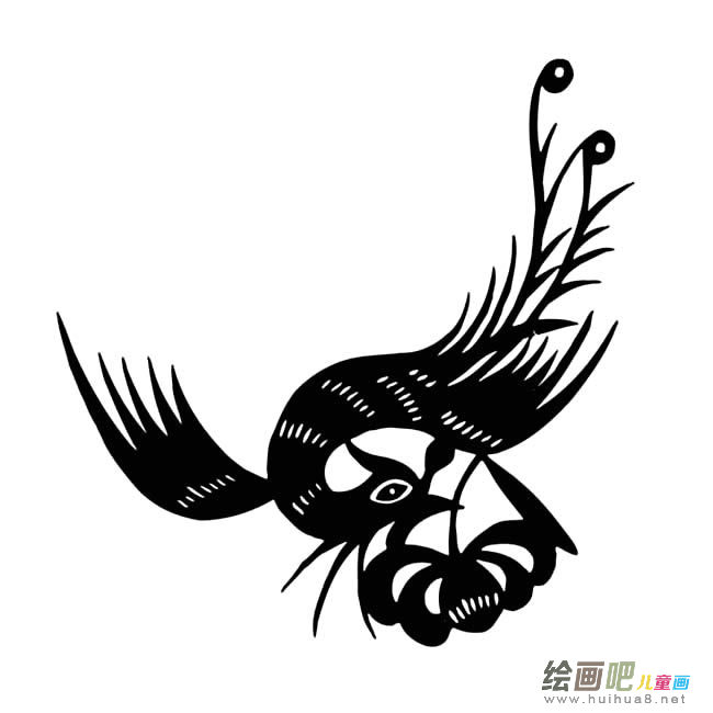 凤凰图案窗花简笔画图片