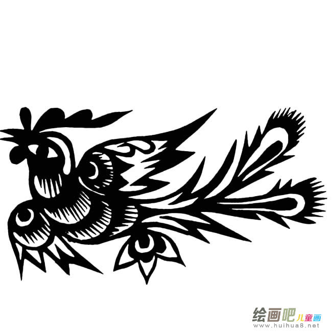 凤凰图案窗花简笔画图片