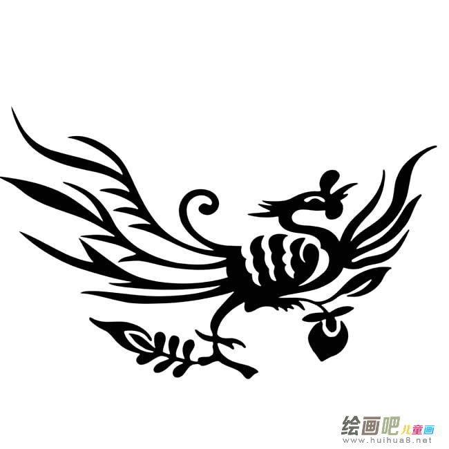 凤凰图案窗花简笔画图片