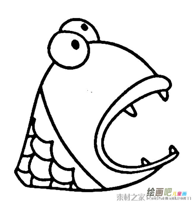 食人鱼简笔画图片