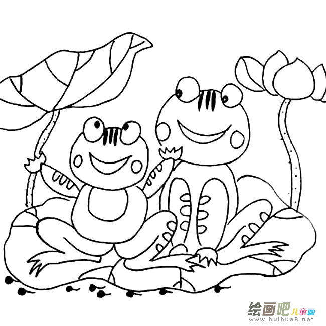 荷叶上的青蛙简笔画图片