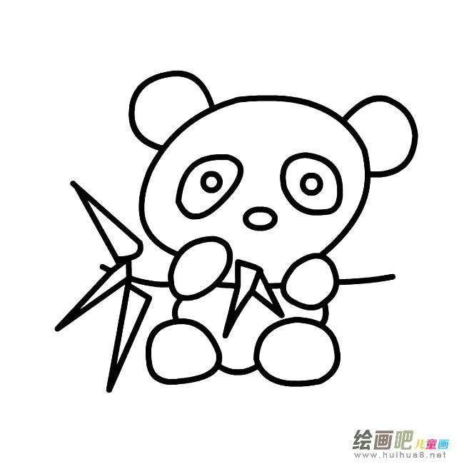 大熊猫吃竹子简笔画图片