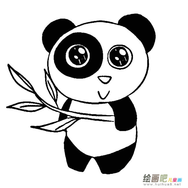 大熊猫抱竹子简笔画图片