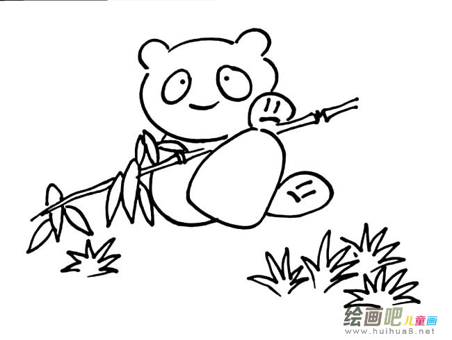 大熊猫抱竹子简笔画图片