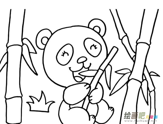 大熊猫吃竹子简笔画图片