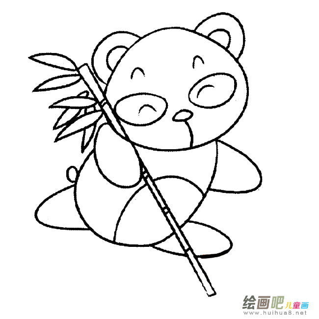 大熊猫抱竹子简笔画图片