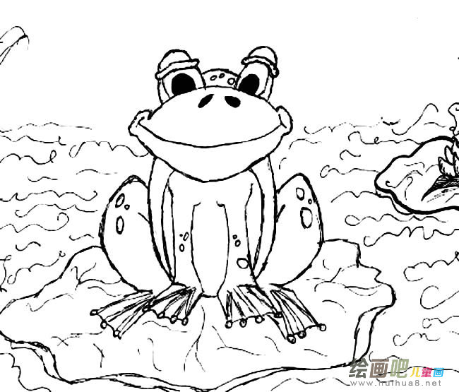 荷花青蛙池塘简笔画