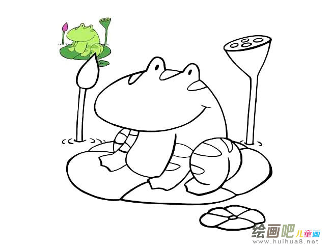 荷叶上的青蛙彩色简笔画