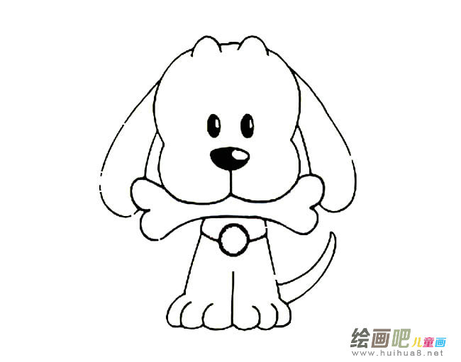 吃骨头的小狗简笔画图片